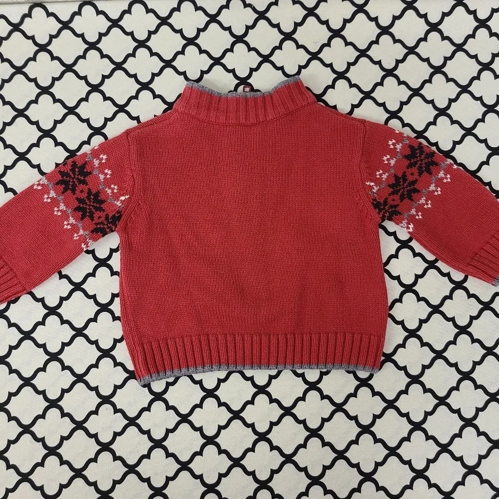 Gymboree Cotton Winter Half Zip Red Snowflake Sweater Size 3-6 Months